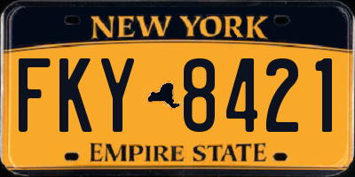 NY license plate FKY8421