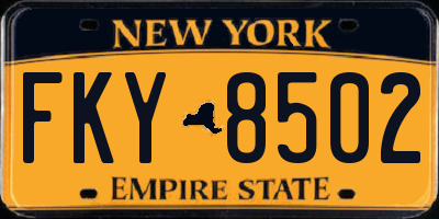 NY license plate FKY8502