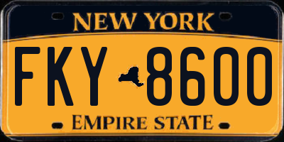 NY license plate FKY8600