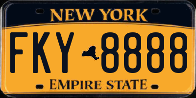 NY license plate FKY8888