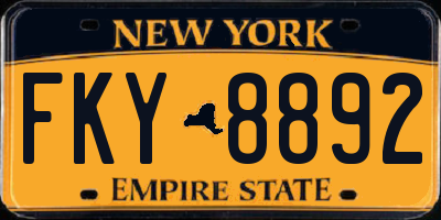 NY license plate FKY8892