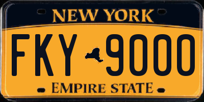 NY license plate FKY9000