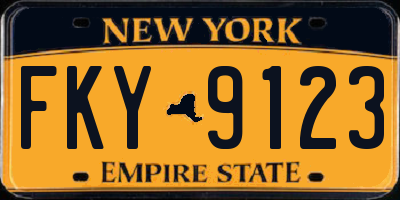 NY license plate FKY9123