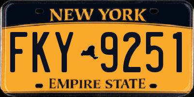 NY license plate FKY9251