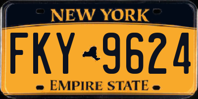 NY license plate FKY9624