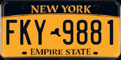 NY license plate FKY9881