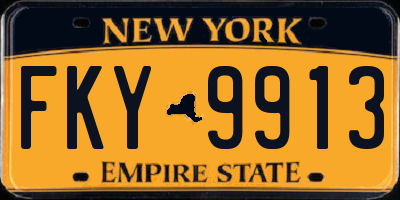 NY license plate FKY9913