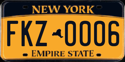 NY license plate FKZ0006