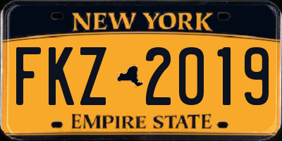 NY license plate FKZ2019