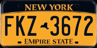 NY license plate FKZ3672