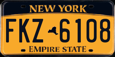 NY license plate FKZ6108