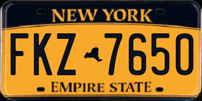 NY license plate FKZ7650