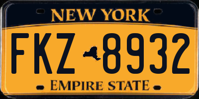 NY license plate FKZ8932