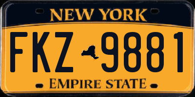 NY license plate FKZ9881