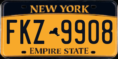 NY license plate FKZ9908