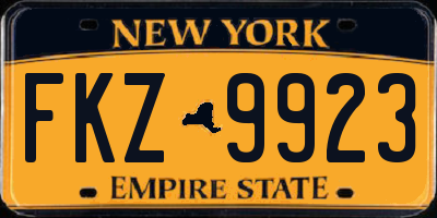 NY license plate FKZ9923