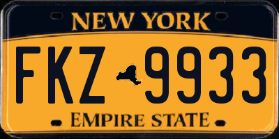 NY license plate FKZ9933