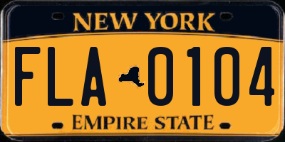 NY license plate FLA0104
