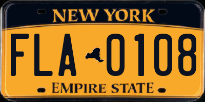 NY license plate FLA0108