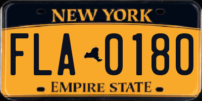 NY license plate FLA0180