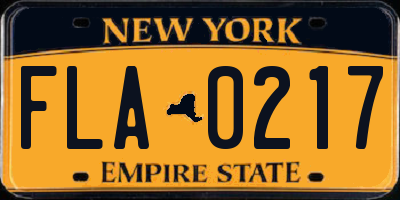 NY license plate FLA0217