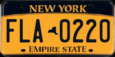 NY license plate FLA0220