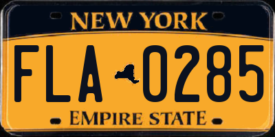 NY license plate FLA0285