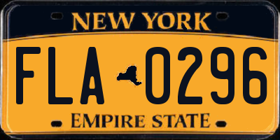 NY license plate FLA0296