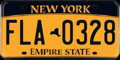 NY license plate FLA0328