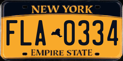 NY license plate FLA0334