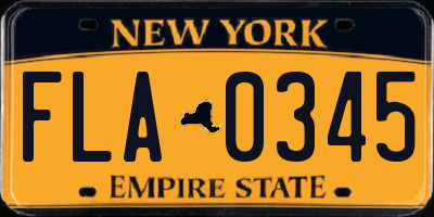 NY license plate FLA0345