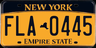NY license plate FLA0445