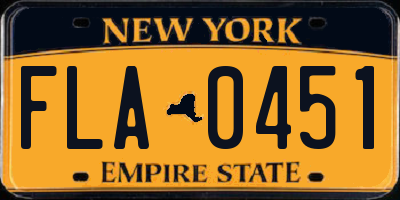 NY license plate FLA0451