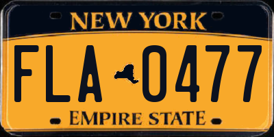 NY license plate FLA0477