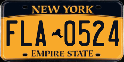 NY license plate FLA0524
