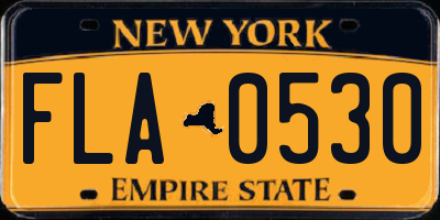 NY license plate FLA0530