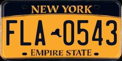 NY license plate FLA0543