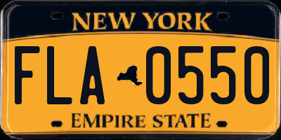 NY license plate FLA0550