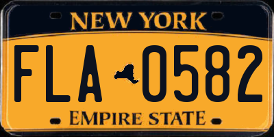NY license plate FLA0582
