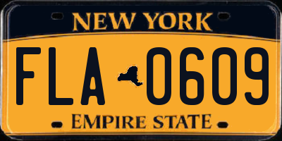 NY license plate FLA0609