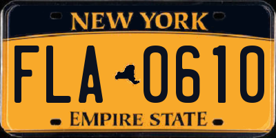 NY license plate FLA0610