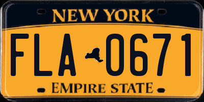 NY license plate FLA0671