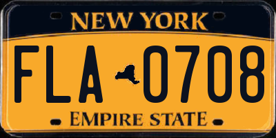 NY license plate FLA0708