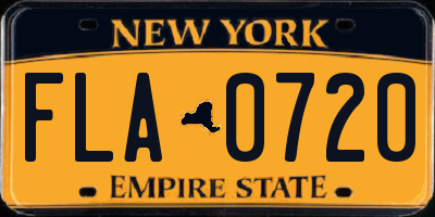 NY license plate FLA0720