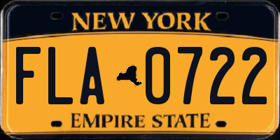 NY license plate FLA0722