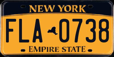 NY license plate FLA0738