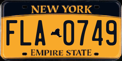 NY license plate FLA0749