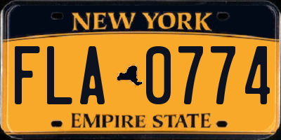 NY license plate FLA0774