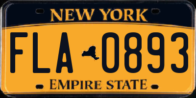NY license plate FLA0893