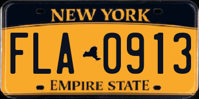 NY license plate FLA0913